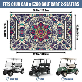 Syienasdk Boho seat cover side view highlighting stretch-fit for easy installation