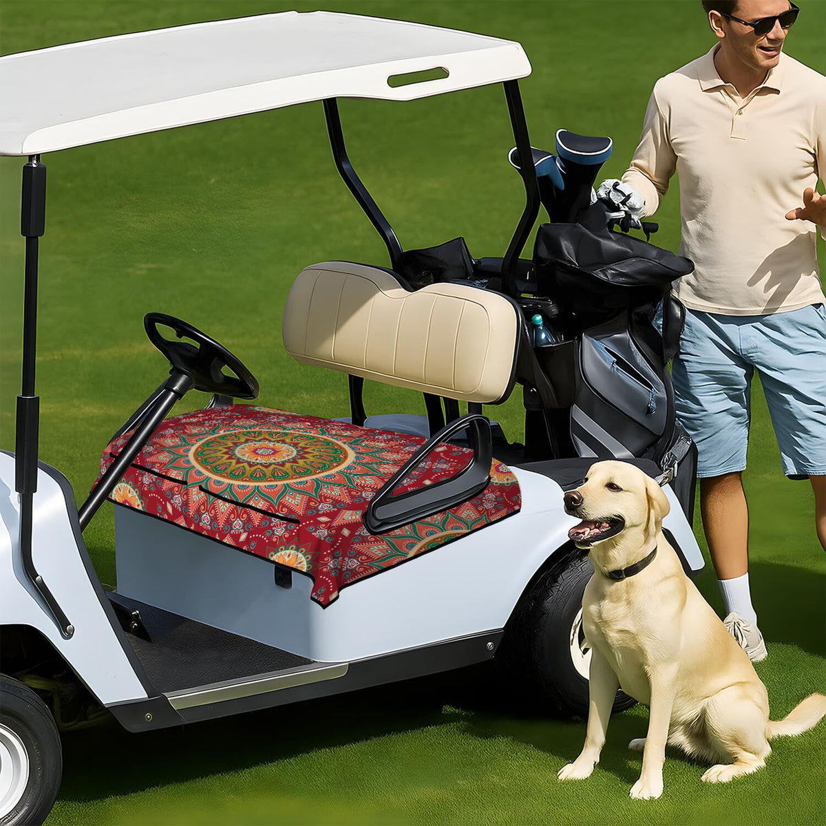 Stylish Boho pattern enhances cart aesthetics.