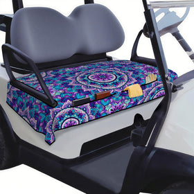 syienasdk boho-pattern seat cover on a two-seat golf cart showing style and comfort