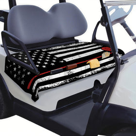 Syienasdk golf cart seat cover with American flag blanket for outdoor comfort.