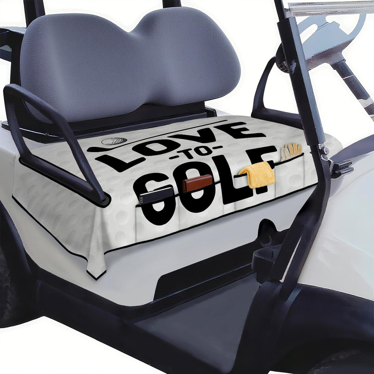 Syienasdk golf cart seat cover with 4 front pockets for easy on-the-go storage.