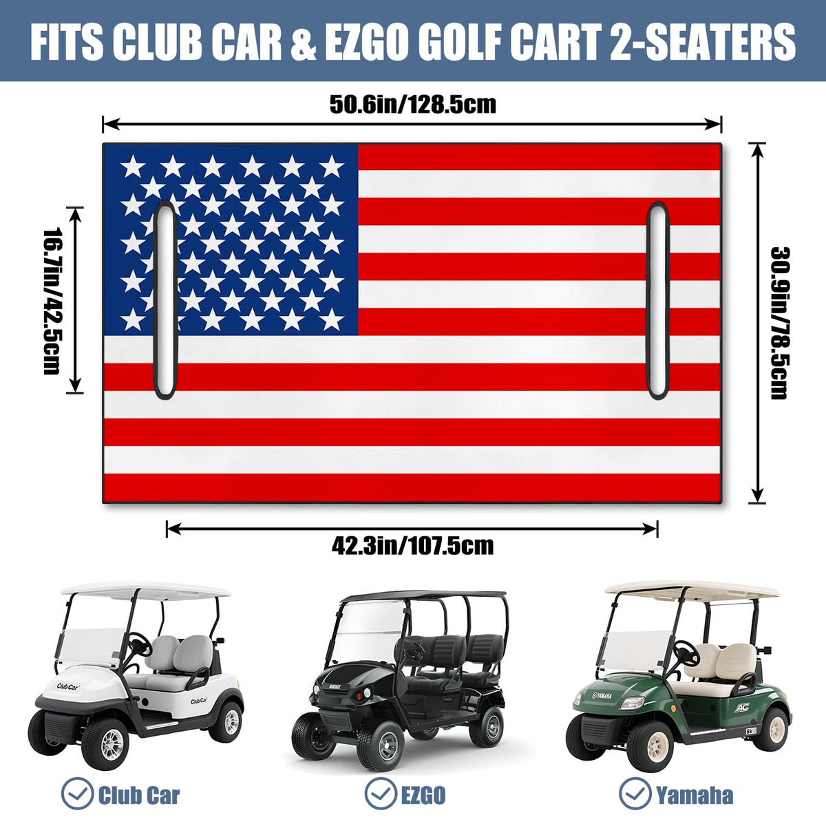 Syienasdk breathable 2-seat golf cart cover keeps seats cool and clean.