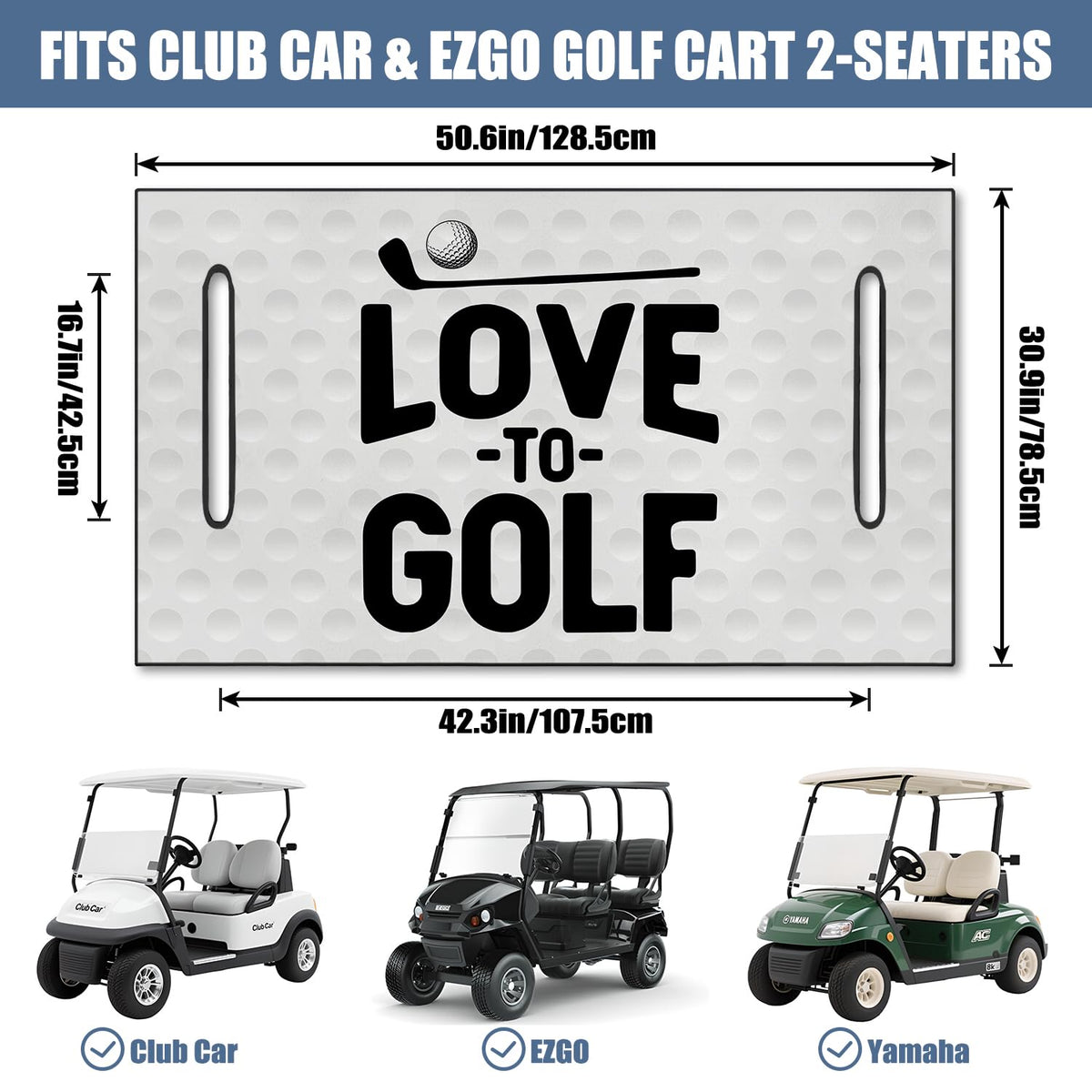 Syienasdk golf cart seat cover fits two-seat carts and protects seats.