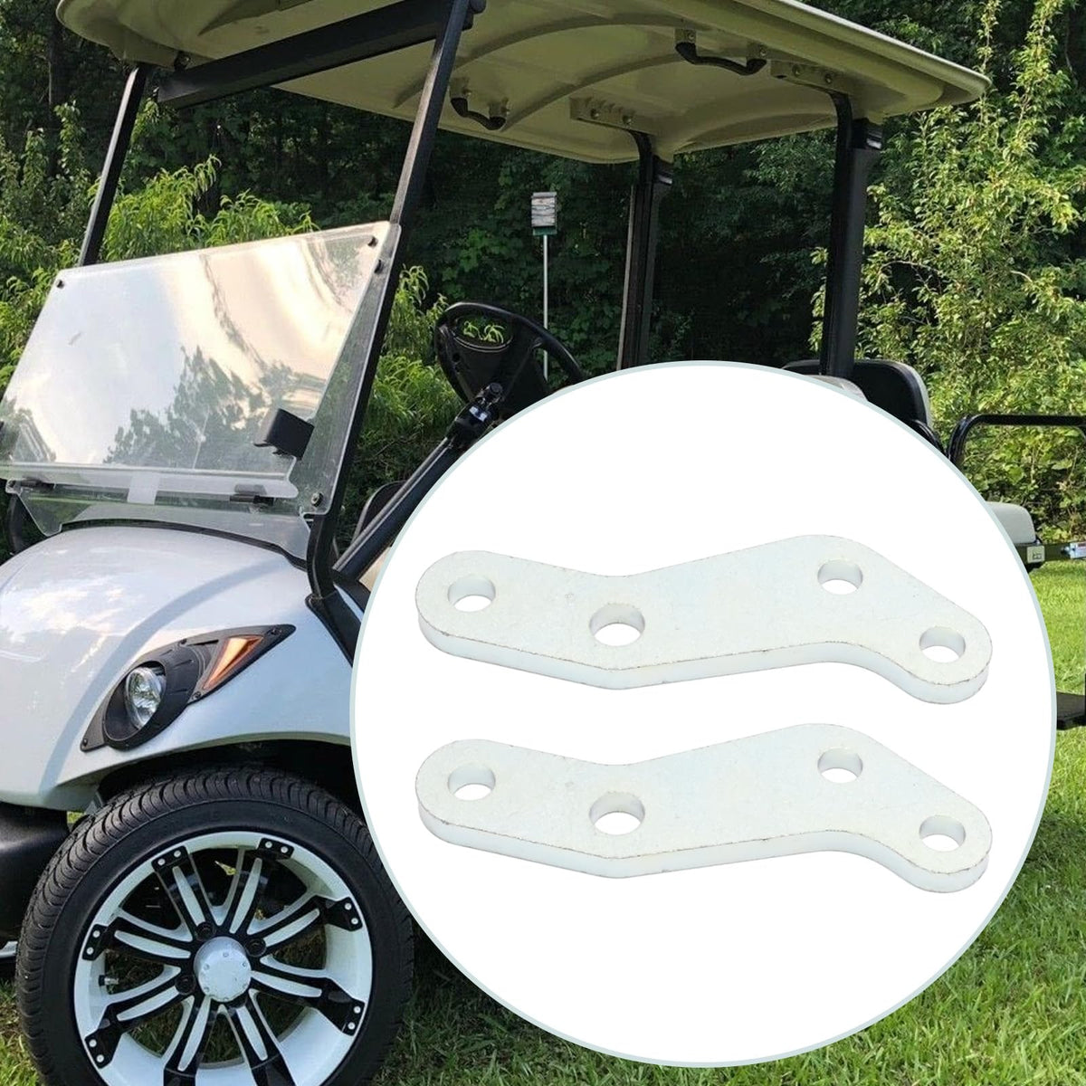 Durable alloy steering arm close-up highlights sturdy construction.