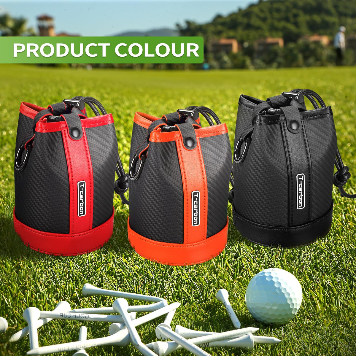 T-carbon box-display packaging highlighting the golf pouch as a thoughtful gift.