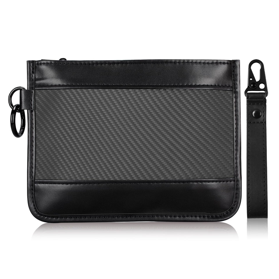 T-carbon carbon fiber leather golf ball pouch shown for durable on-course storage