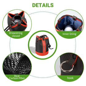 T-carbon carbon fiber and leather pouch material for lightweight durability on the course.