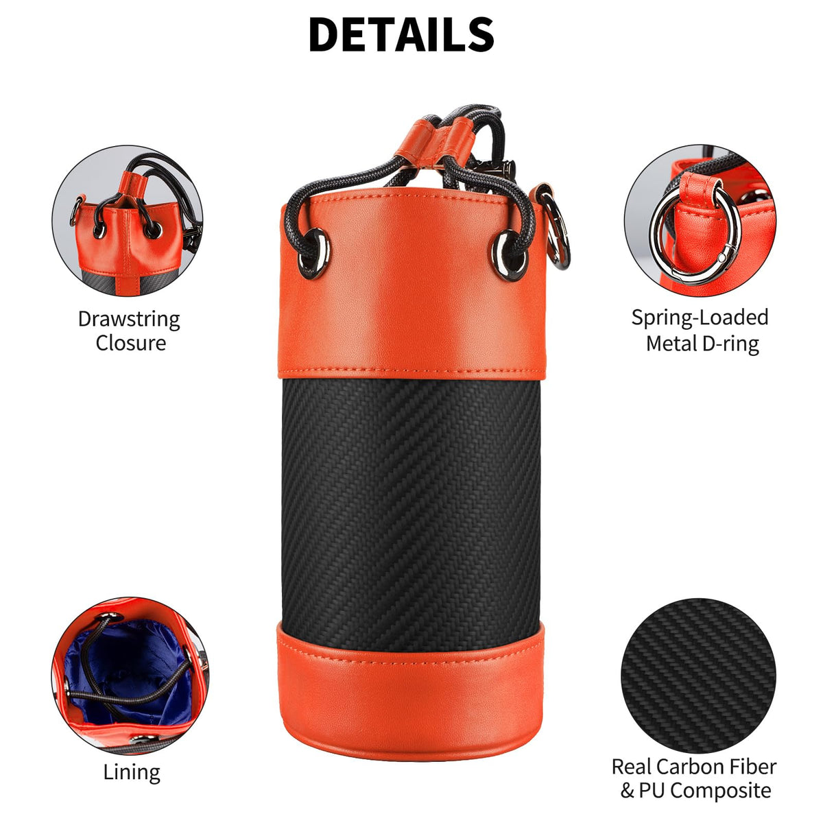 T-carbon compact ball holder fits golf, pickleball, or tennis balls securely.