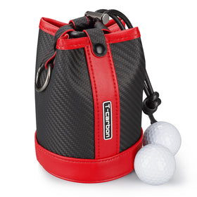 T-carbon golf valuables pouch with bucket design for secure on-course storage