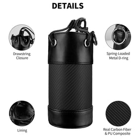 T-carbon golf valuables pouch carbon fiber texture close-up highlights durable leather accents