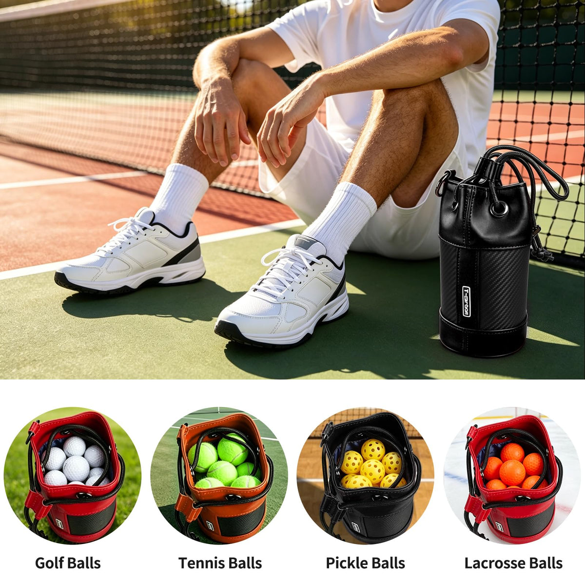 T-carbon golf valuables pouch metal D-ring attachment enables secure clipping