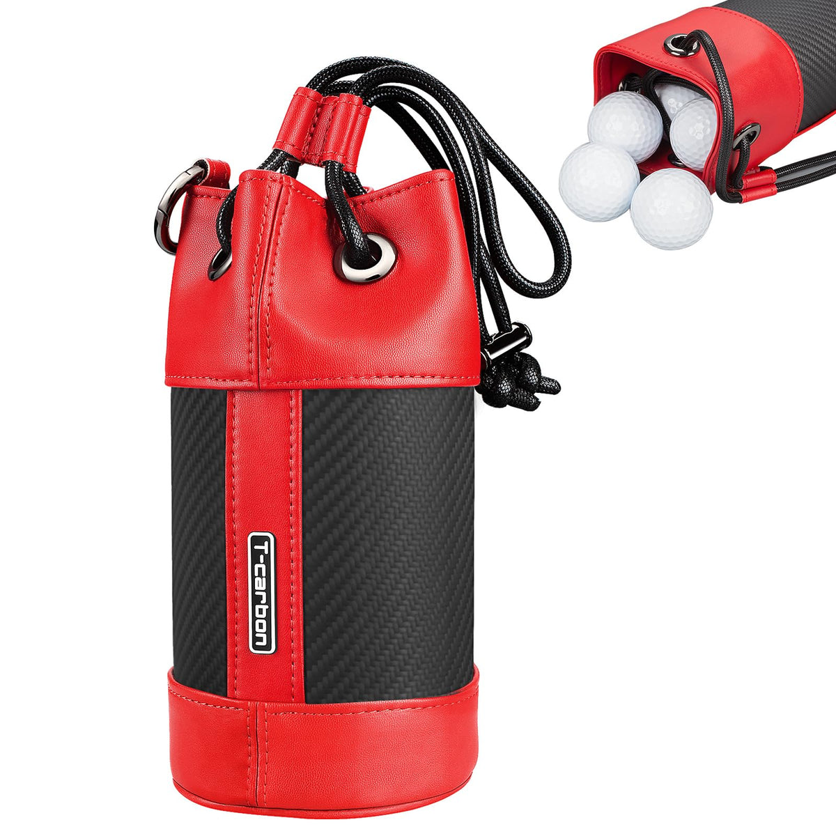 T-carbon golf valuables pouch front view highlighting durable carbon fiber texture for practice and game use.