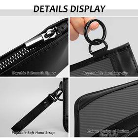 T-carbon interior compartments fit phone and wallet for easy access