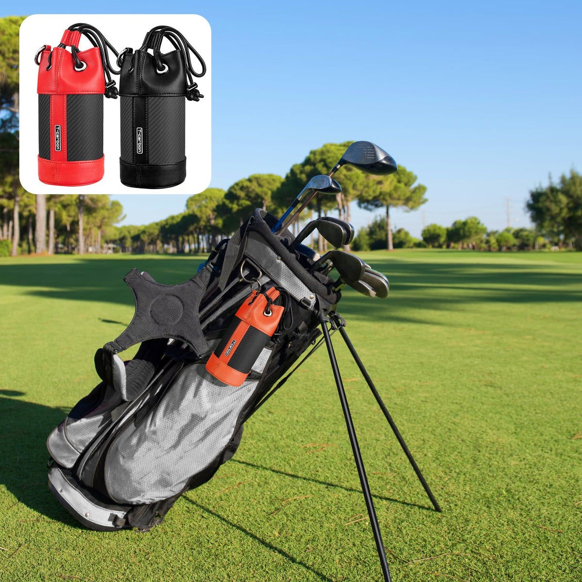 T-carbon multi-ball storage pouch suitable for pickleballs, tennis balls, lacrosse balls.