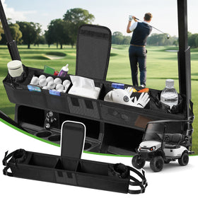 T TGBROS golf cart front storage basket overview with organized compartments for easy access