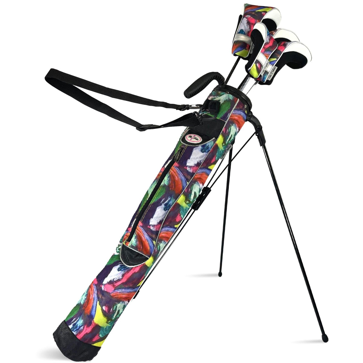 Taboo Fashions Rembrandt design print on a lightweight golf bag for stylish rounds.