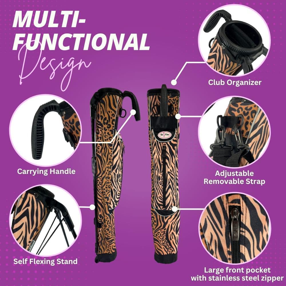 Taboo Fashions Sunday bag interior with two-club organizer keeps clubs neatly arranged.