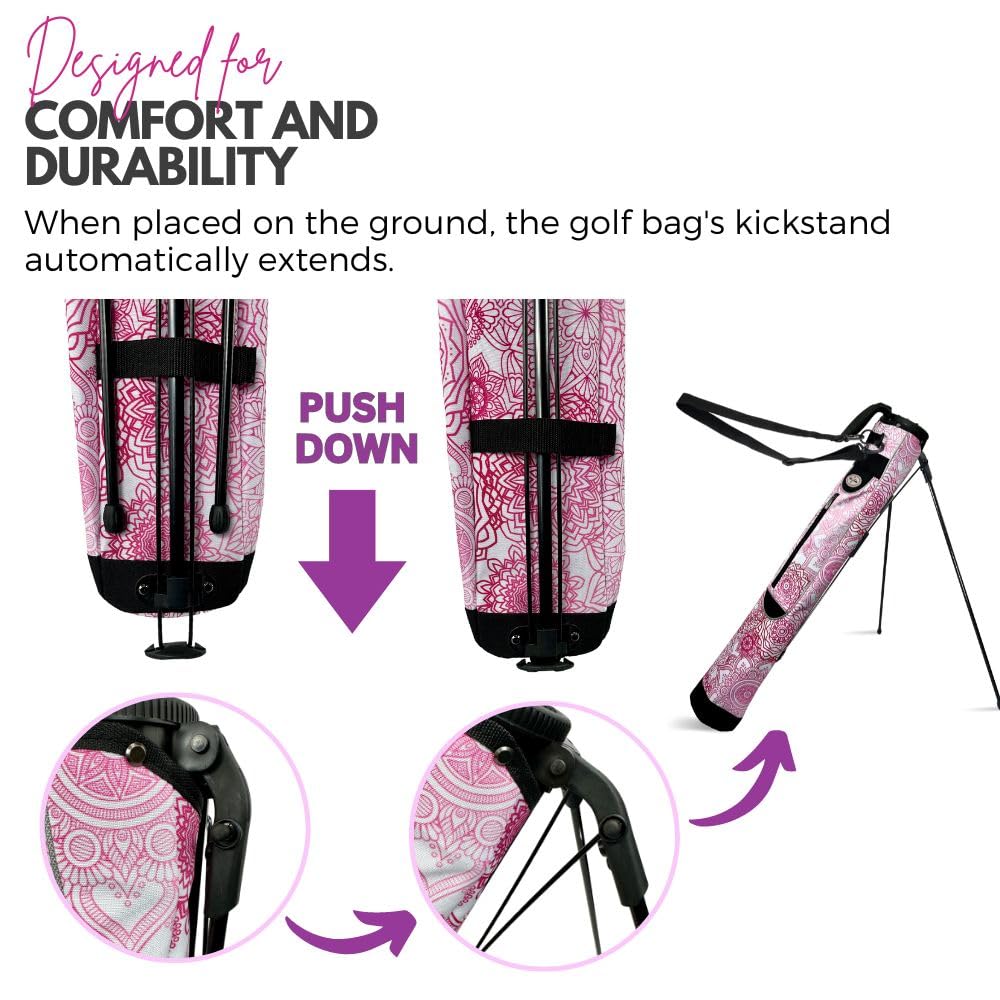 Taboo Fashions Sunday bag front pocket for quick access on course