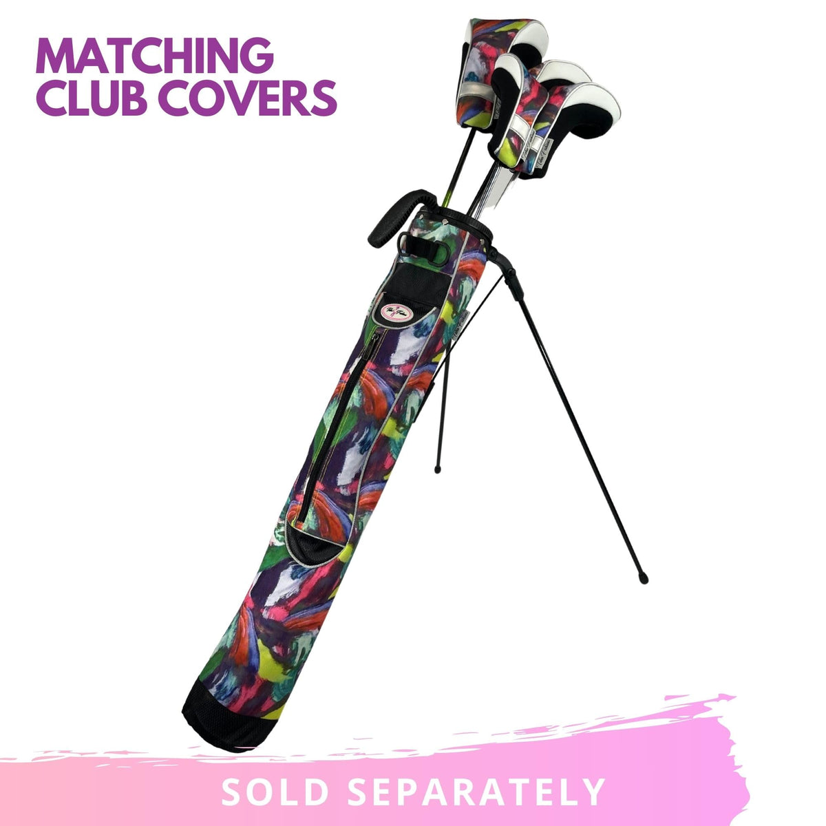 Taboo Fashions water-resistant front pocket protects essentials during rounds.