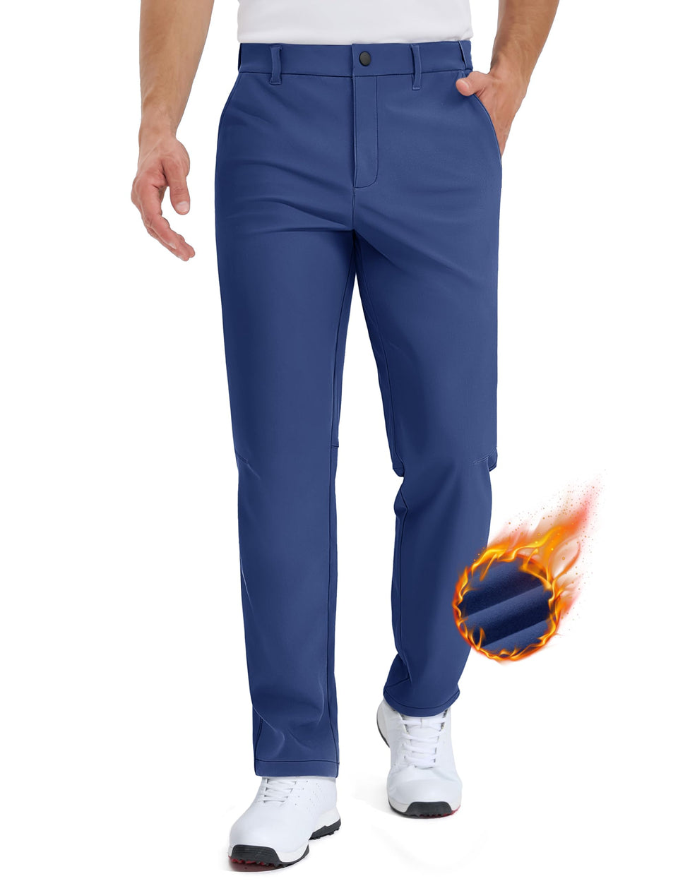TACVASEN fleece-lined golf pants front view showing warm, flexible fabric for winter rounds
