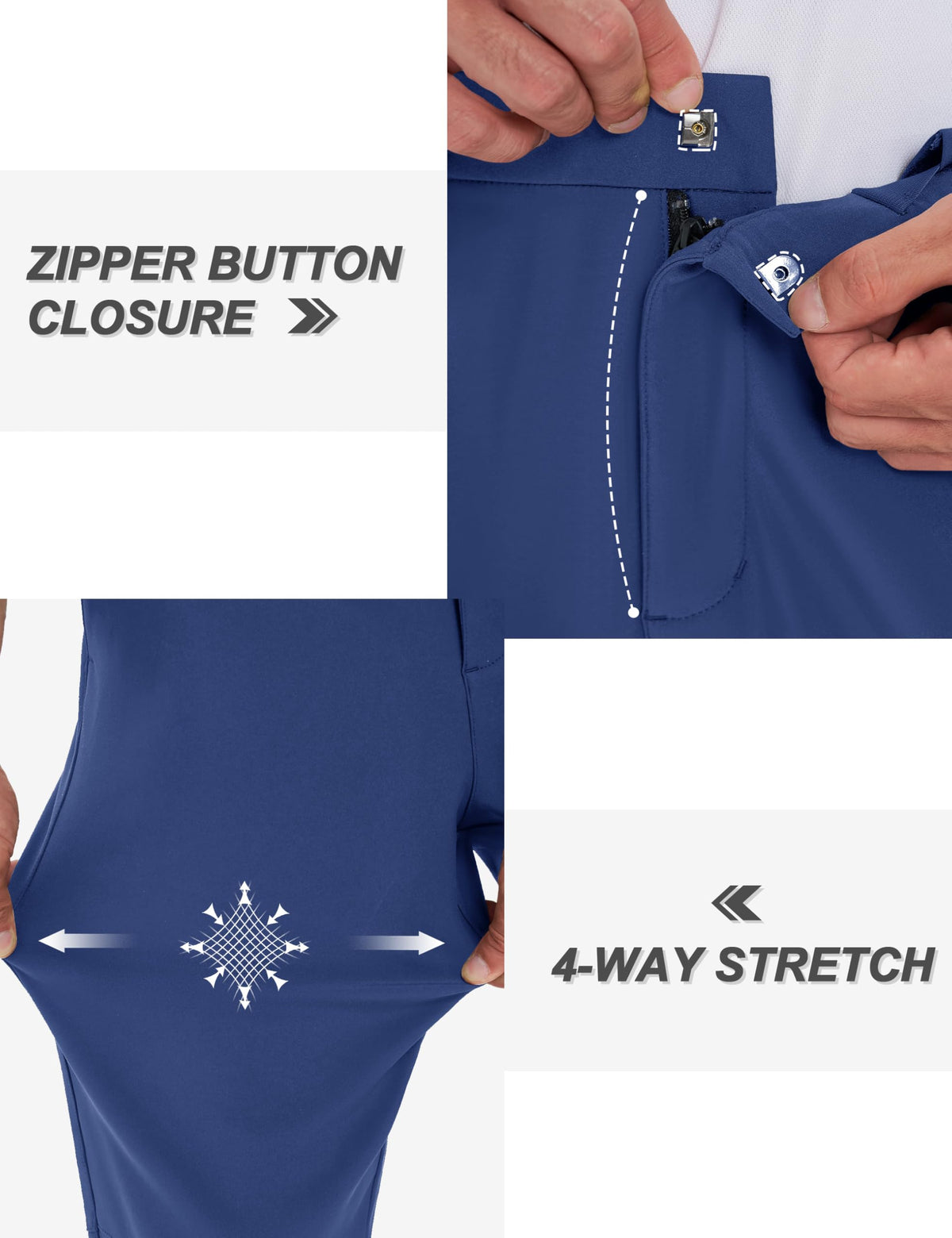 TACVASEN elastic waist closure for comfortable movement