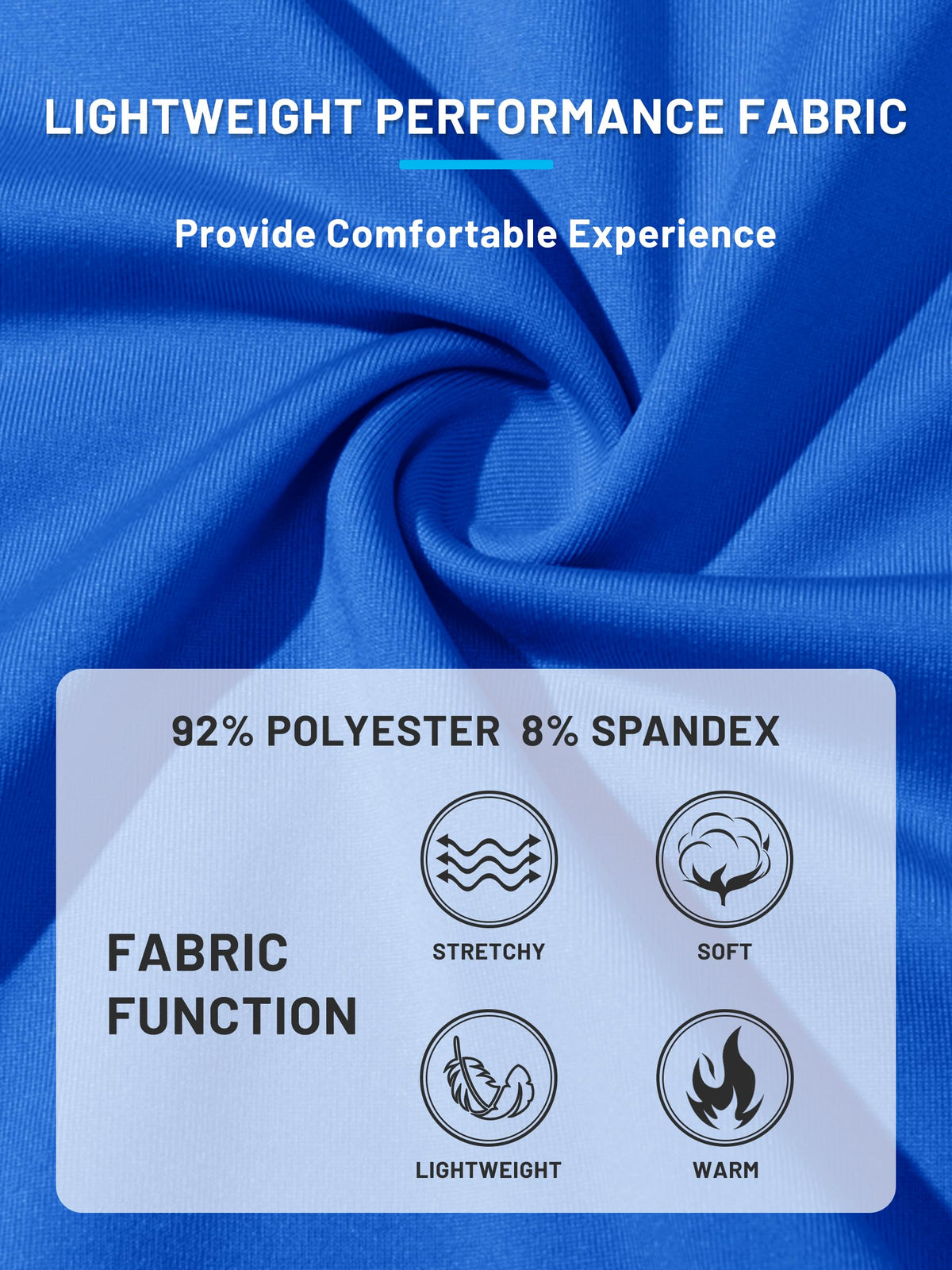 TACVASEN fabric detail of polyester-spandex blend for stretch