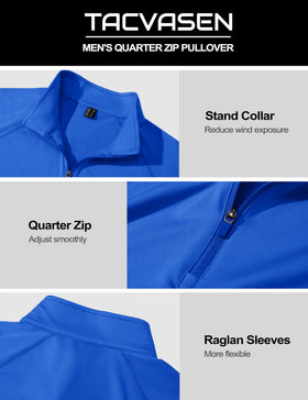 TACVASEN men's pullover quarter zip fleece-closeup revealing micro-fleece lining for warmth.