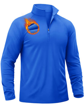 TACVASEN quarter zip pullover blue front view highlighting mobility for golf