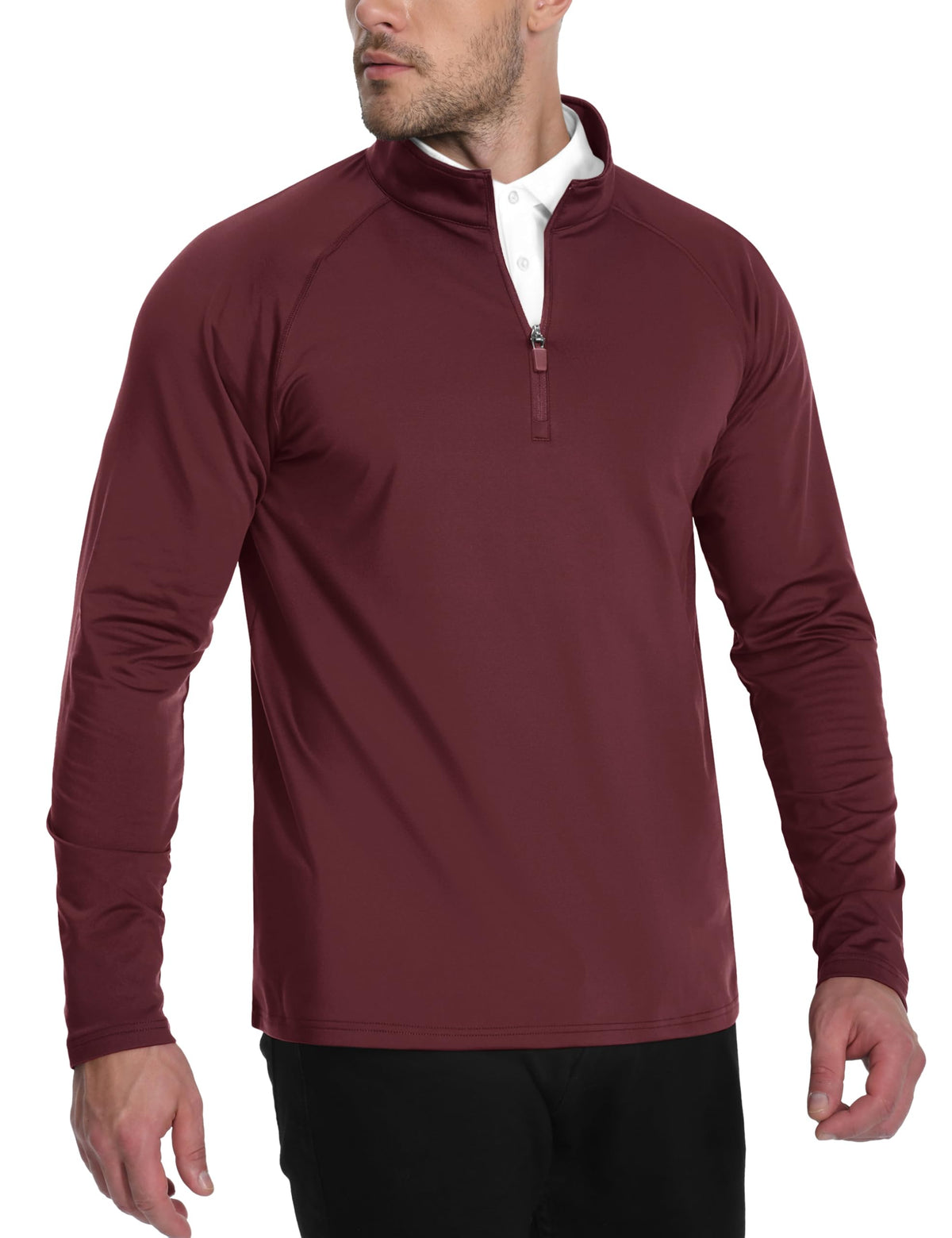 TACVASEN quarter zip pullover back view highlighting flexible motion for workouts