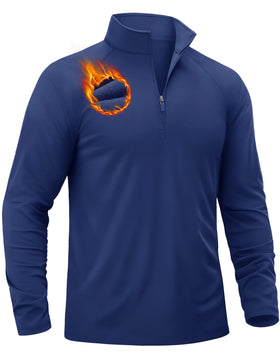 TACVASEN navy quarter zip sweater front view, lightweight warmth for cool golf days.