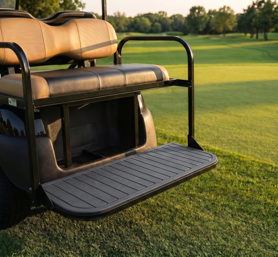 TakeLook rear-seat-kit-assembly shows secure, neat fit for a golf cart