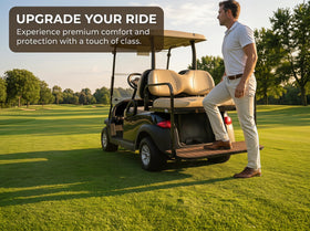 TakeLook golf cart rear seat mat with adhesive back for quick, secure installation.