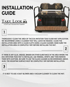 TakeLook DIY installation for golf cart rear seat mat is straightforward.