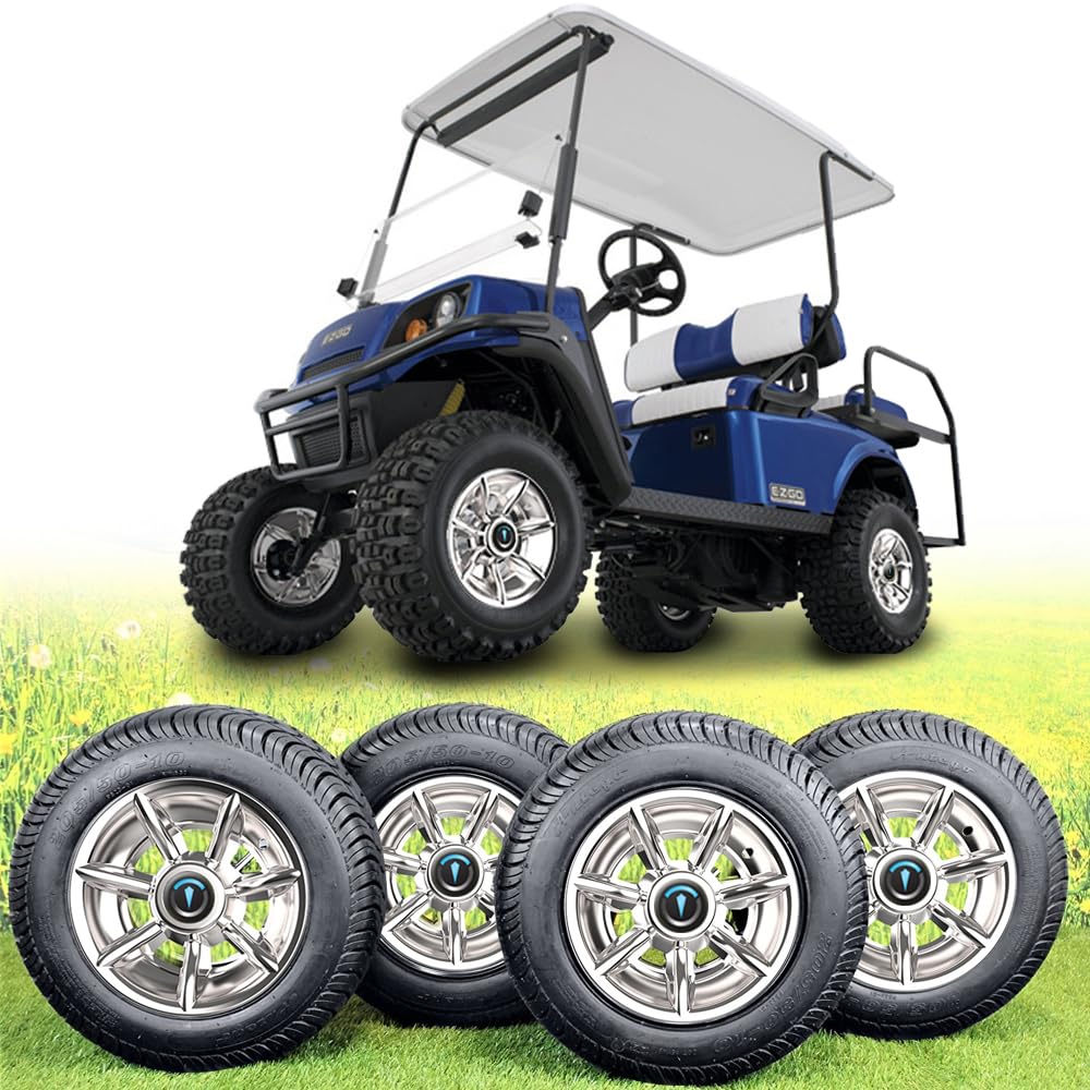 TakeLook golf cart wheel covers 10-inch with a high-gloss chrome finish for a refreshed look