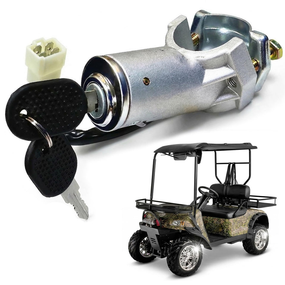 Takelook ignition key switch front view shows compatibility with Ruff Tuff carts for secure ignition