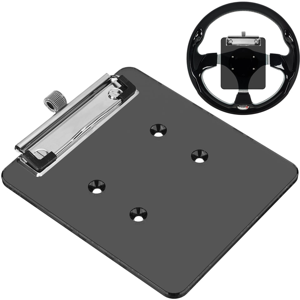 TakeLook scorecard holder attached to steering wheel clip for easy score tracking