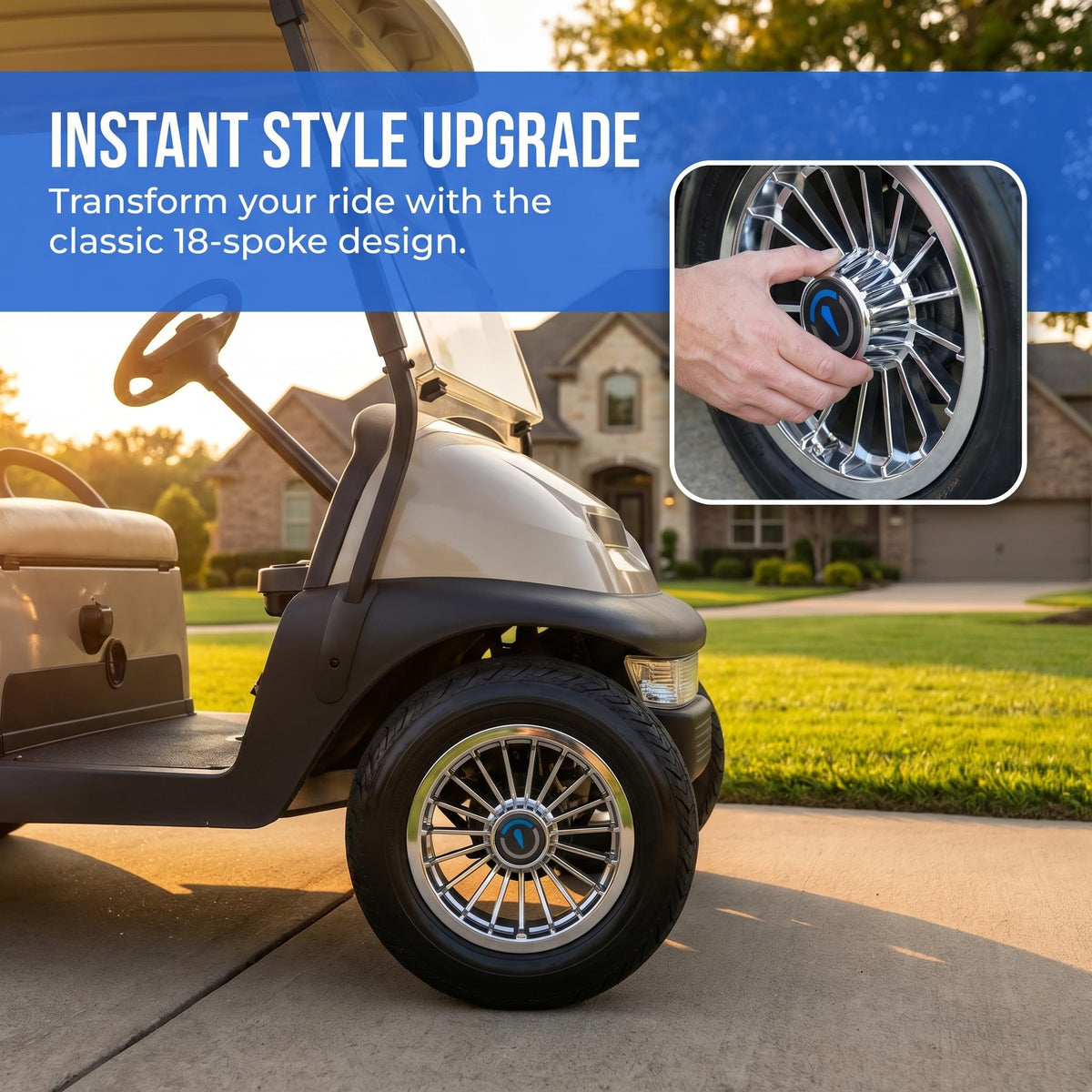 TakeLook universal 8-inch fit works with EZGO, Club Car, Yamaha rims
