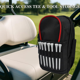 TAKUMUSU Golf Valuables Pouch uses a carabiner clip for secure bag attachment.
