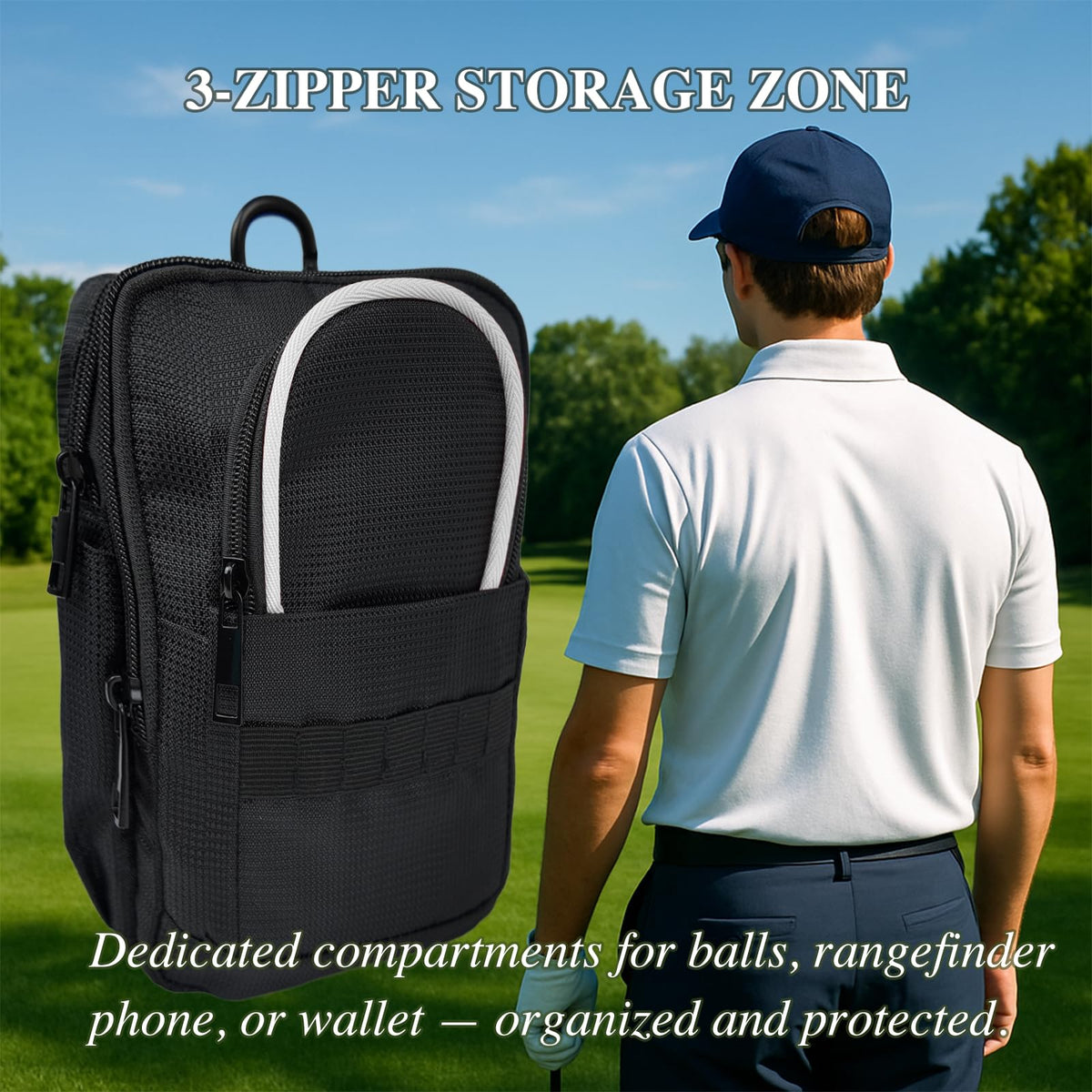 TAKUMUSU golf valuables pouch tees pocket for quick tee access