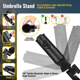 TANBOXMMA umbrella holder attached to a stroller, providing shade and easy navigation.