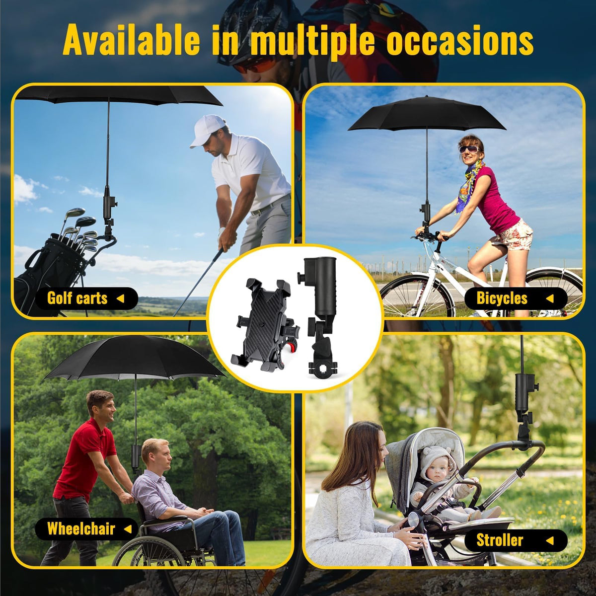 TANBOXMMA rotatable umbrella holder shields from sun or rain in all directions.