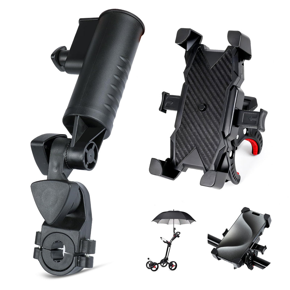TANBOXMMA universal umbrella holder mounted on a golf cart for hands-free shade.