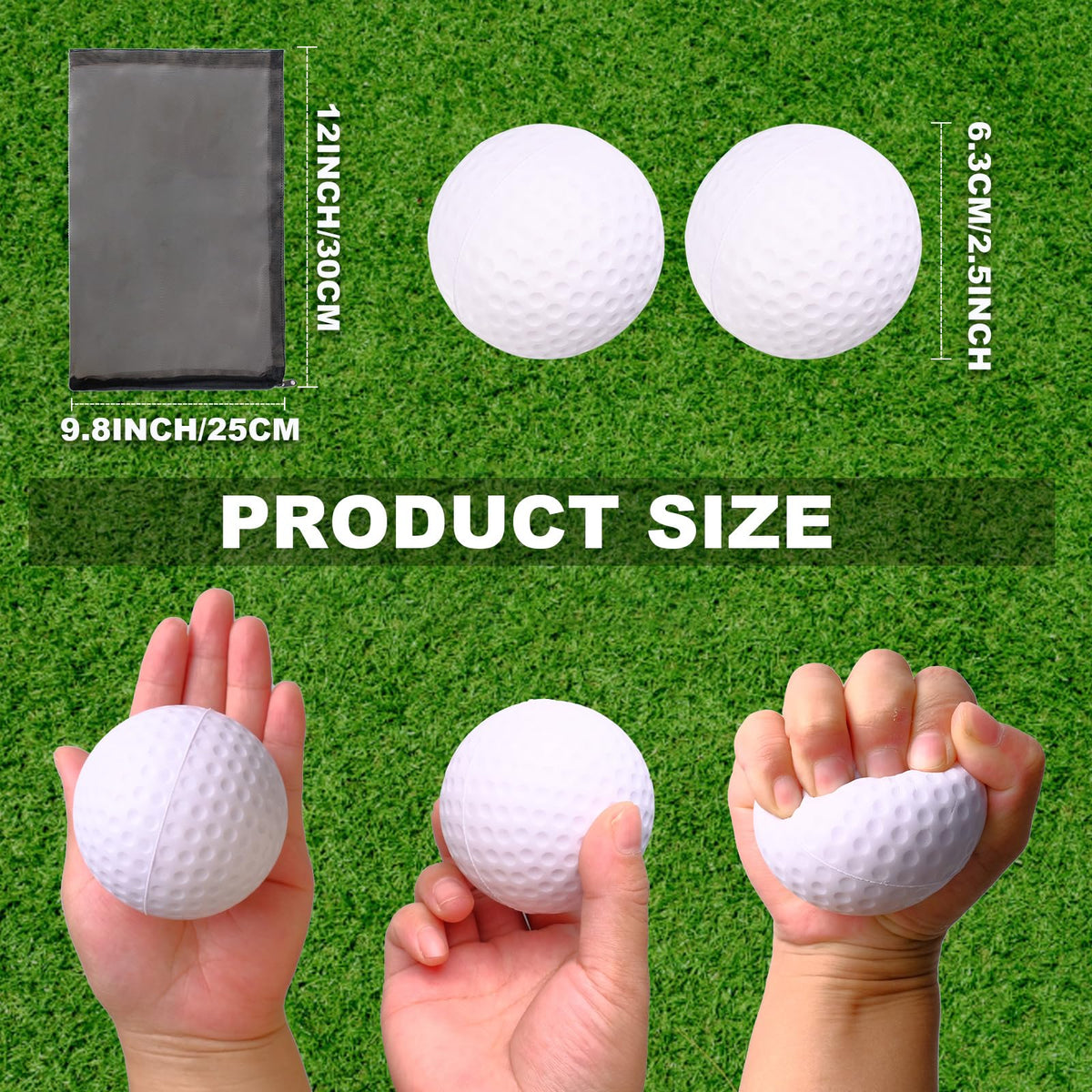 TANEMUDO foam golf ball close-up highlighting soft, elastic material