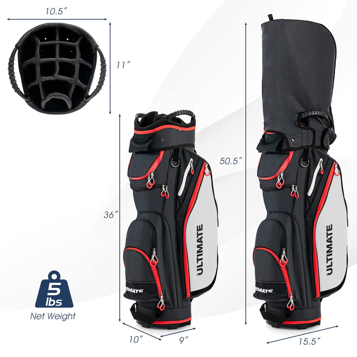 Oversized cooler pocket keeps beverages cold during rounds