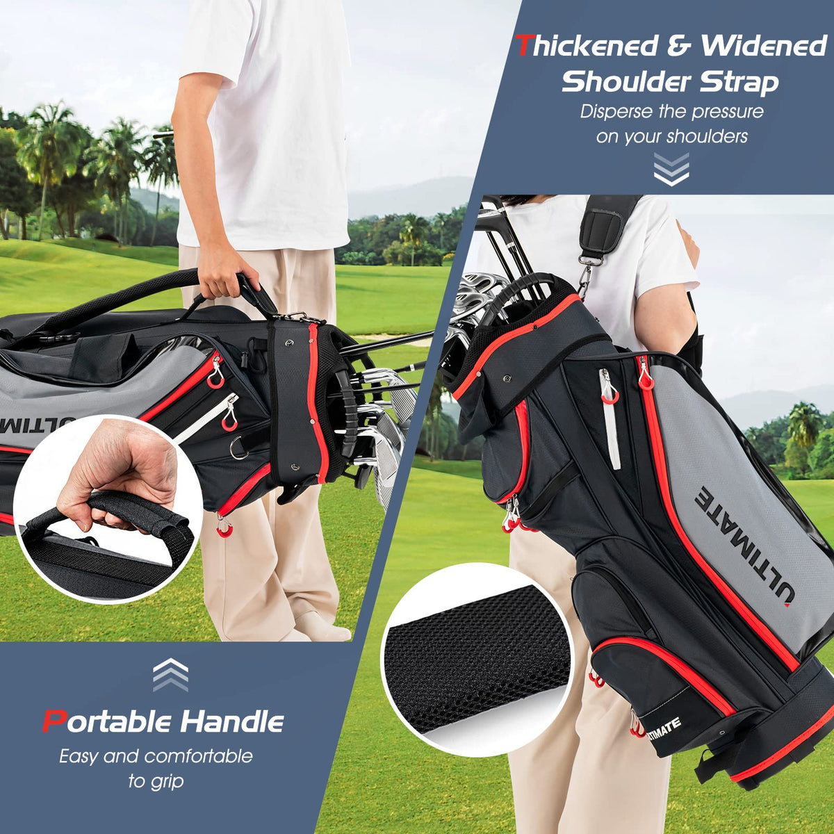 Glove sticking band and umbrella holder keep essentials handy