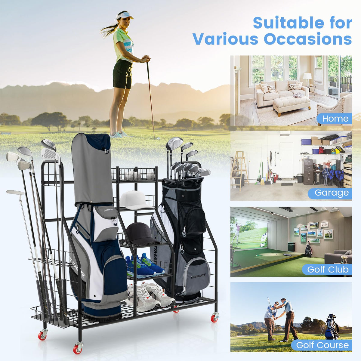 Tangkula golf bag storage rack durable powder-coated finish resists wear
