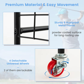 Tangkula golf bag storage rack lockable wheels provide stability when parked