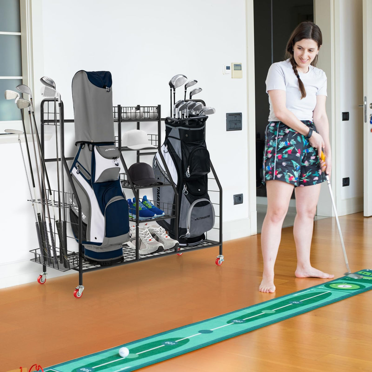Tangkula golf bag storage rack open shelves for shoes and accessories