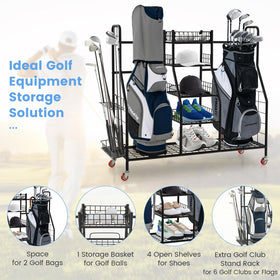 Tangkula golf bag storage rack wheels enable smooth movement around the garage