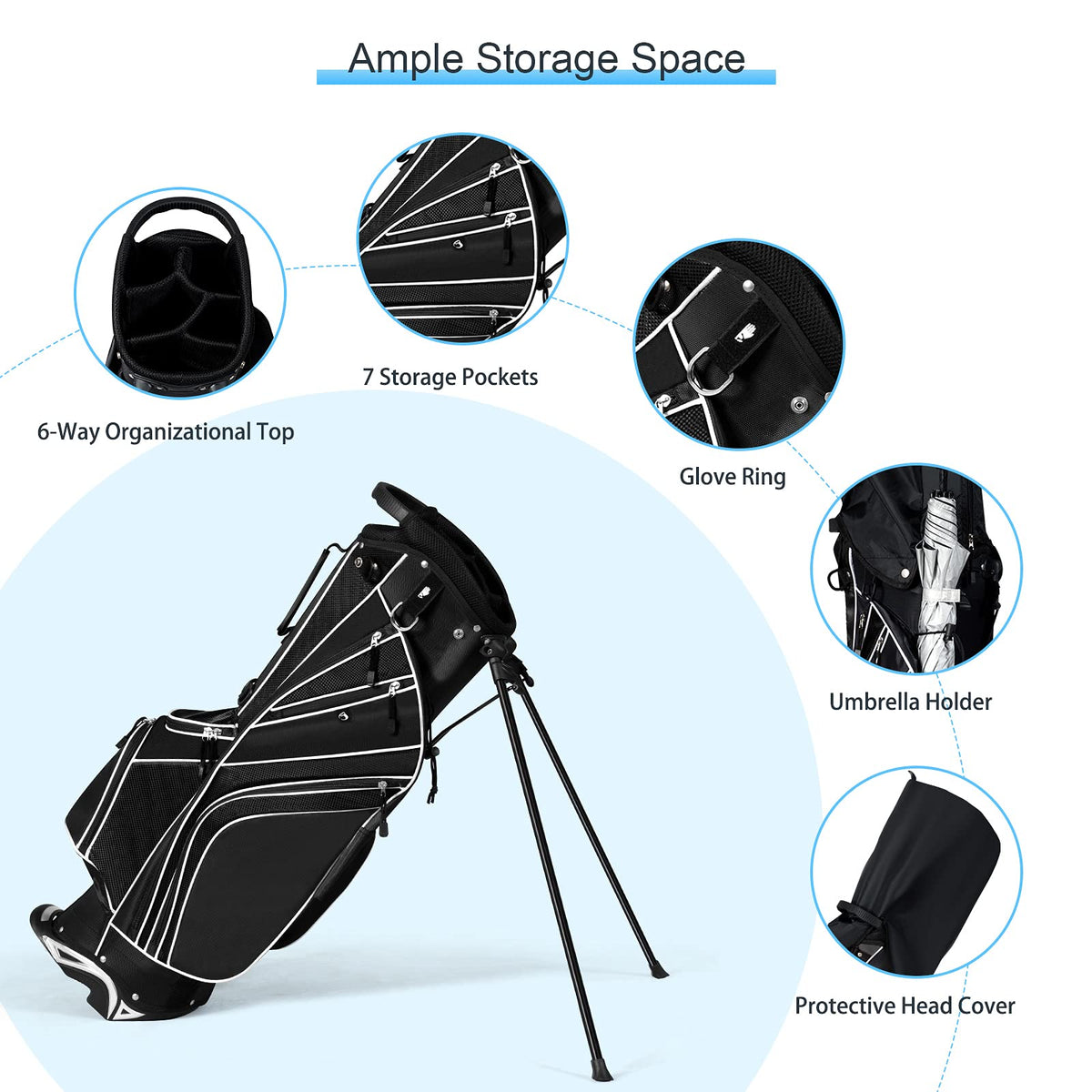 Tangkula golf stand bag uses automatic stand with anti slip feet for stability